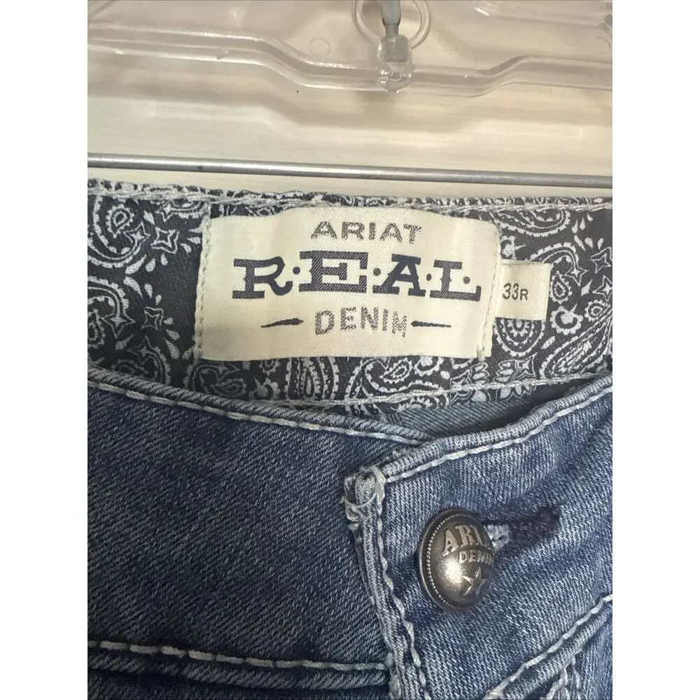 Ariat Real Denim Bootcut Women's Jeans Mid Rise Blue Wash Size 33R Western Style - Picture 8 of 13